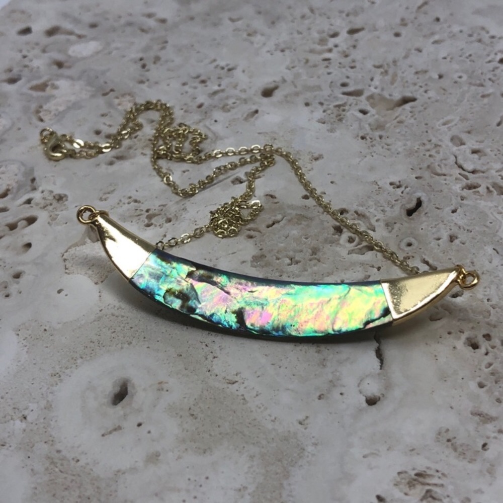 Restocked! Abalone Shell Crescent Pendant - Picture 3 of 16